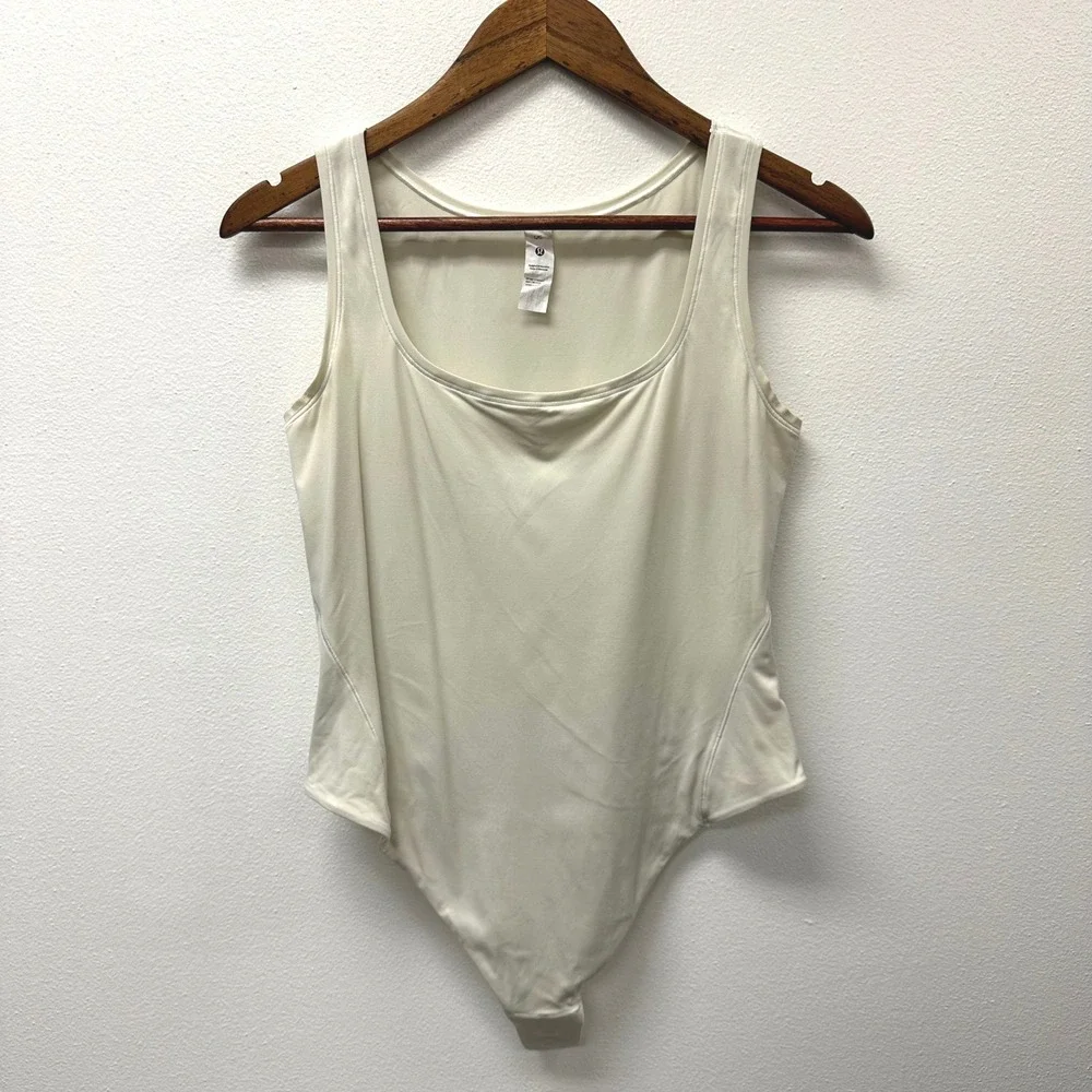 Lululemon Wundermost Ultra‎ Soft Nulu Square Neck Sleeveless Bodysuit Bone L